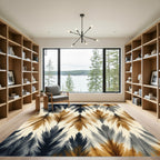 Abstract Ochre and Charcoal Feather Texture Rug