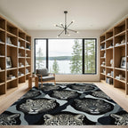 Monochromatic Leopard Faces Camouflage Rug