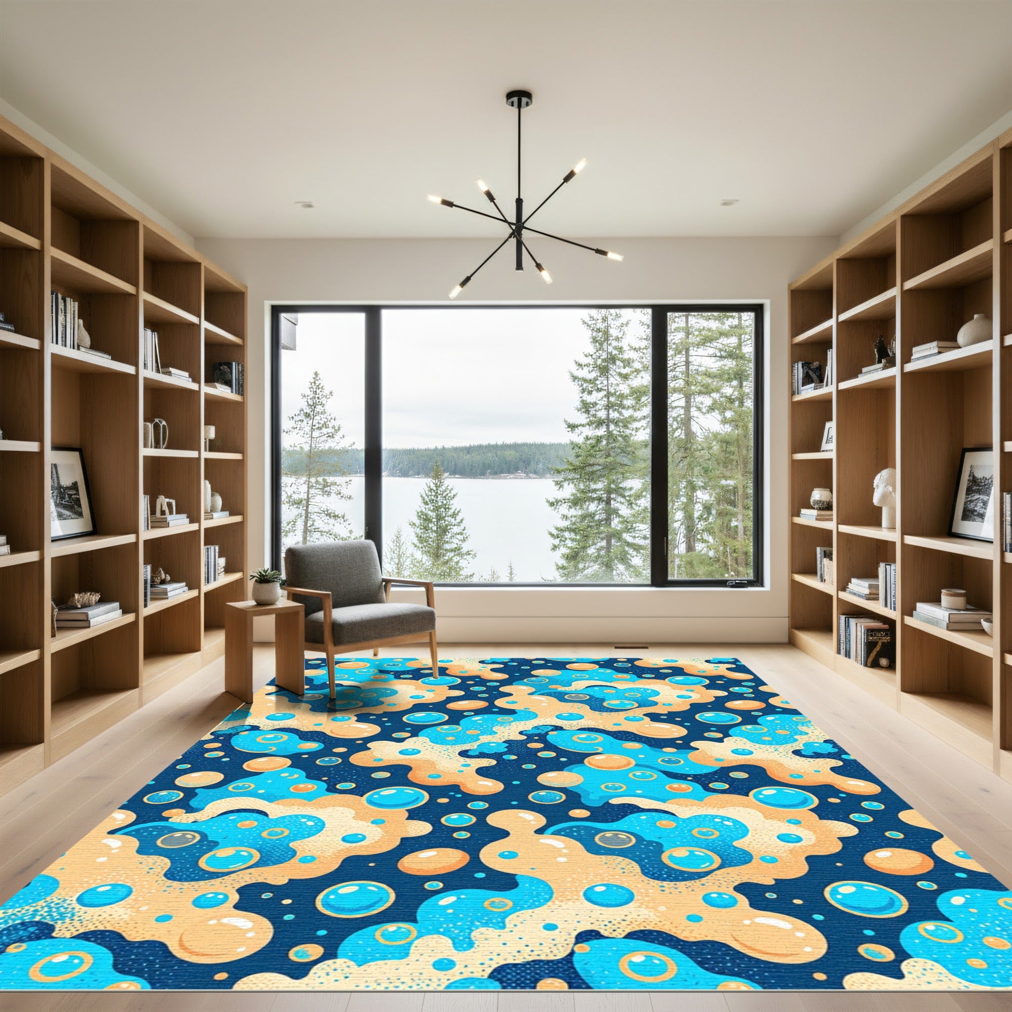 Playful Bubbles Abstract Aquatic Swirl Rug