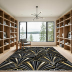 Art Deco Black Gold Silver Fan Rug