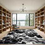 Monochromatic Ink Cloud Swirl Rug