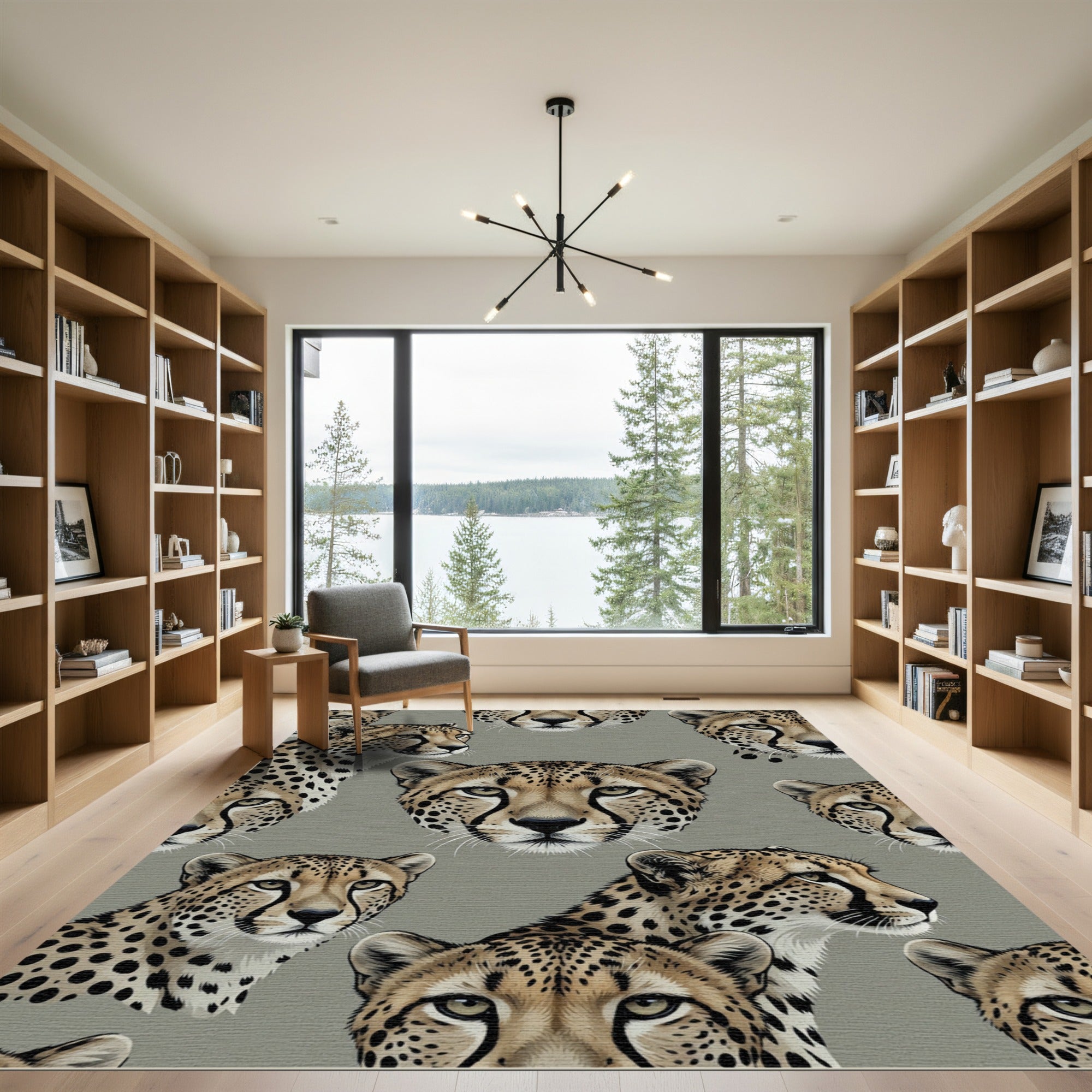 Graceful Cheetah Portraits Neutral Background Rug