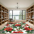 Vibrant Coral Branch Blossom Garden Rug