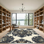 Ornate Crested Lion Emblem Rug