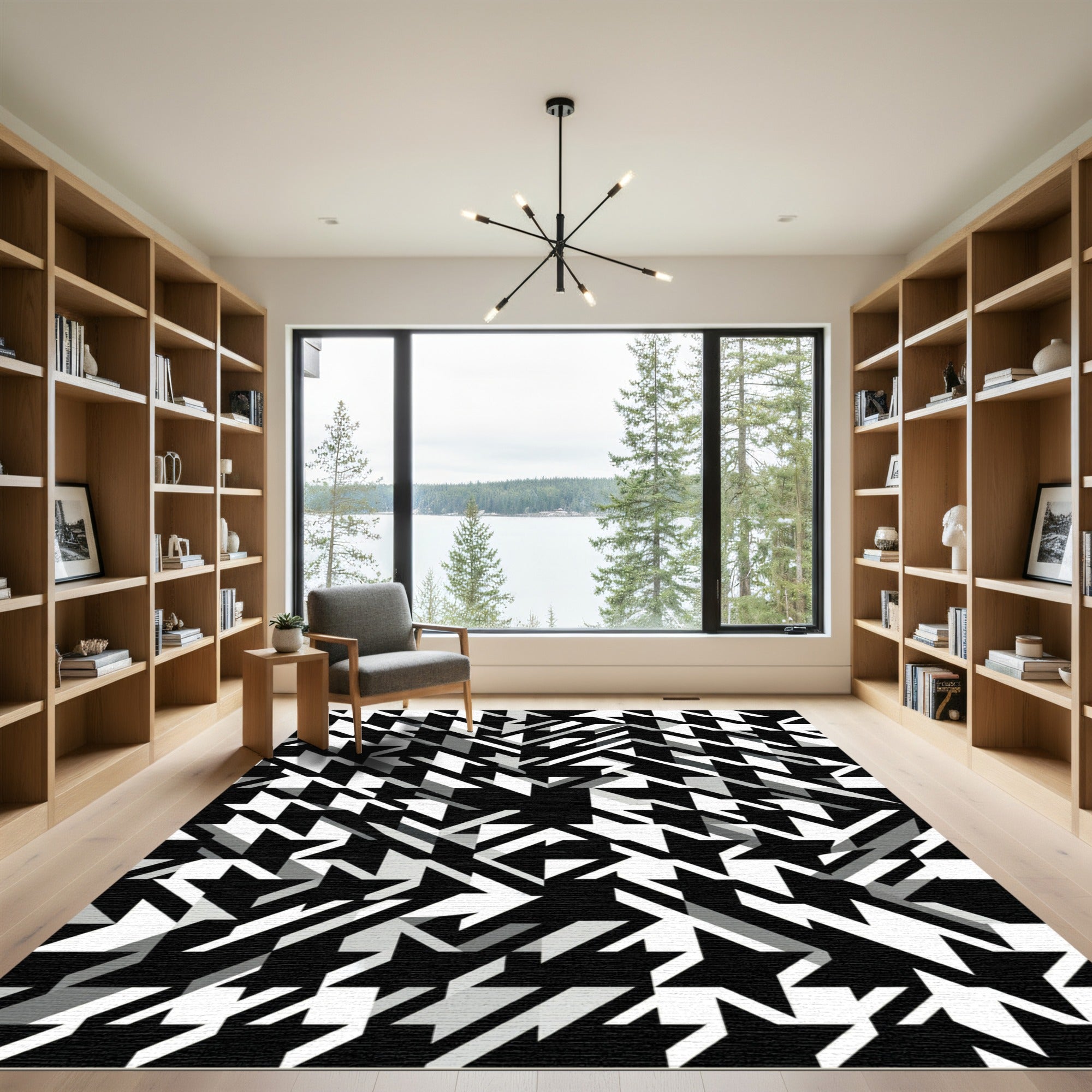 Monochromatic Houndstooth Geometric Fragment Rug