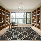 Modern Interwoven Neutral Wavy Ribbon Rug