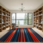 Modern Deep Blue Orange Stripes Rug