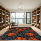 Orange Gray Scallop Shell Overlay Rug