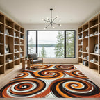 Warm Sienna Abstract Swirl Rug
