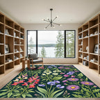 Vibrant Purple Pink Blossom Garden Rug