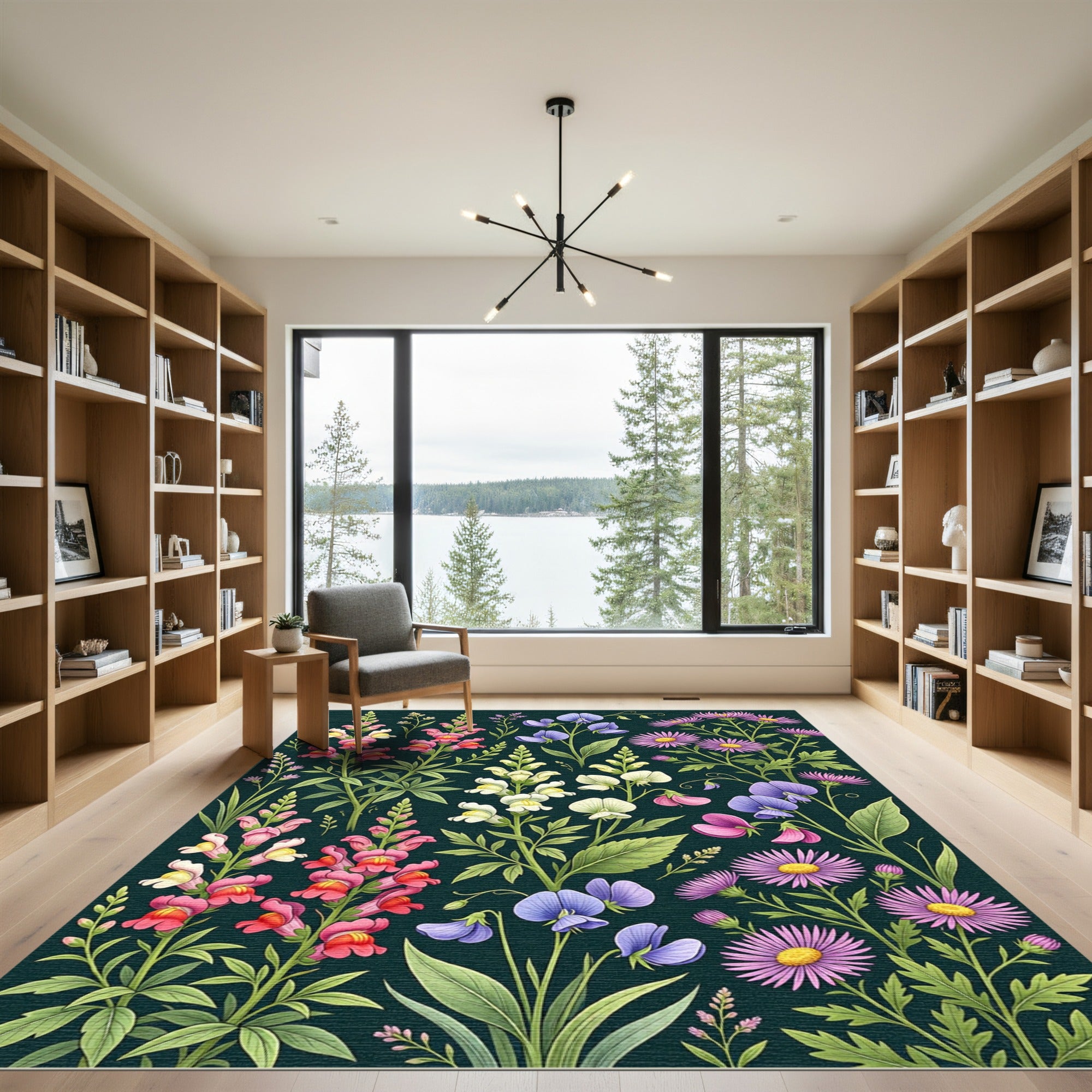 Vibrant Purple Pink Blossom Garden Rug
