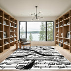 Black and White Sheet Music Swirl Rug