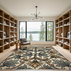 Golden Anchor Acanthus Scroll Botanical Rug