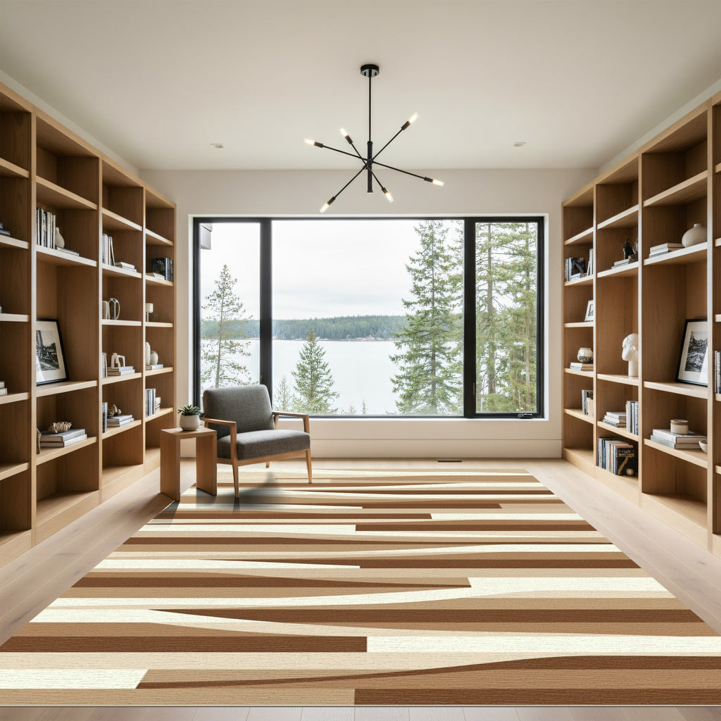 Earthy Tones Layered Wood Grain Rug