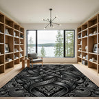 Monochromatic Silver Intricate Paisley Knot Rug