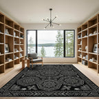Silver Octagon Tribal Border Rug