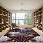 Art Deco Fan Motif Plum and Lilac Rug