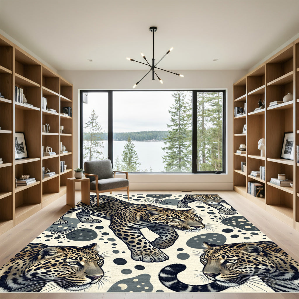 Sophisticated Spotted Leopard Cream Animal Rug