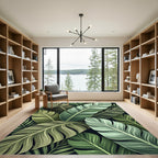 Tropical Green Leaf Abstraction Rug