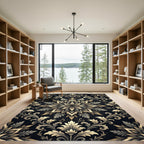 Ornate Gold Leaf Floral Mandala Rug
