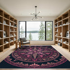 Pink Paisley Compass Rose Medallion Rug