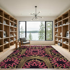 Gold Pink Intricate Geometric Star Luxury Rug