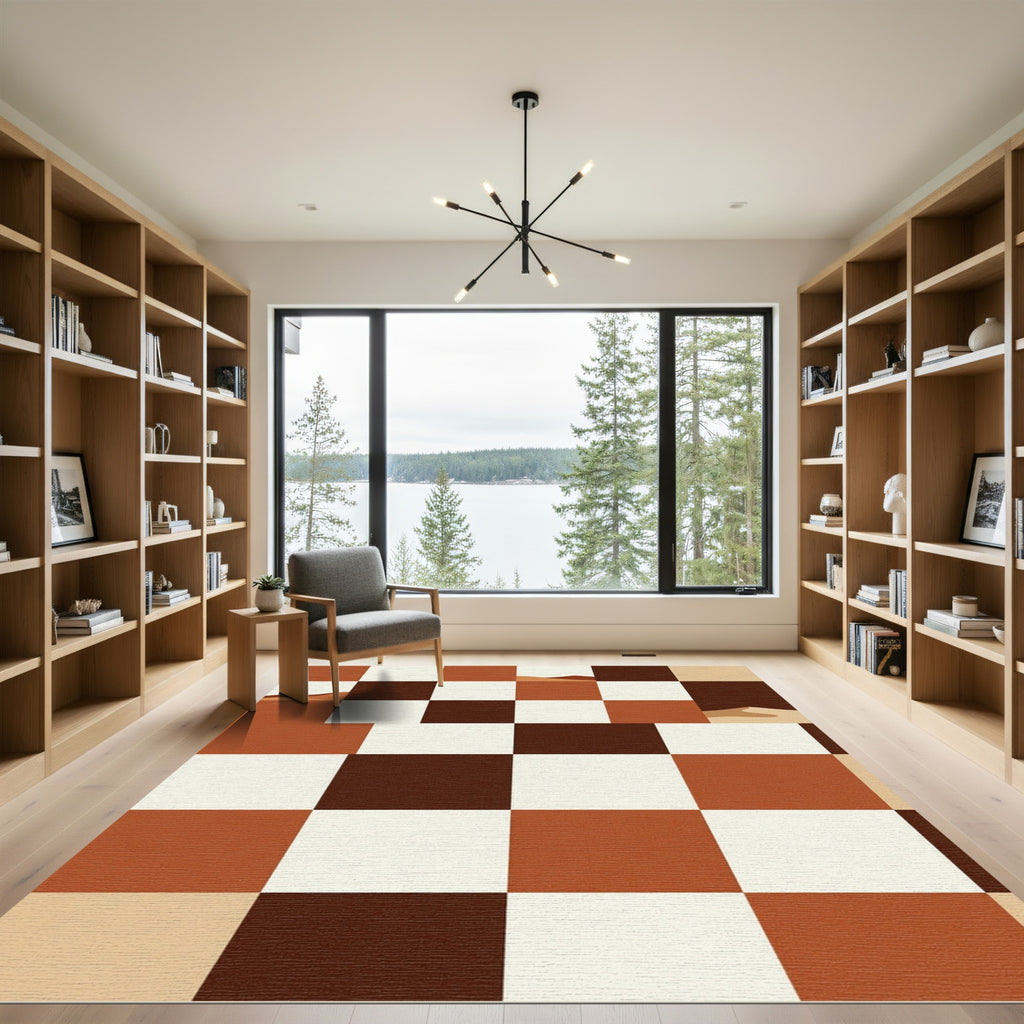 Earthy Desert Landscape Check Rug