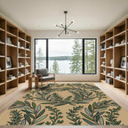 Olive Branch Wreath Botanical Sage Earthy Rug