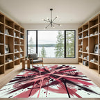 Dynamic Crimson Black Abstract Brushstroke Rug