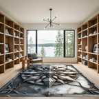 Granite Marble Crystal Starburst Composition Rug