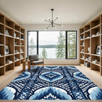 Coastal Blue Geometric Medallion Rug
