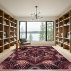 Coral Dotted Mandala Burst Rug