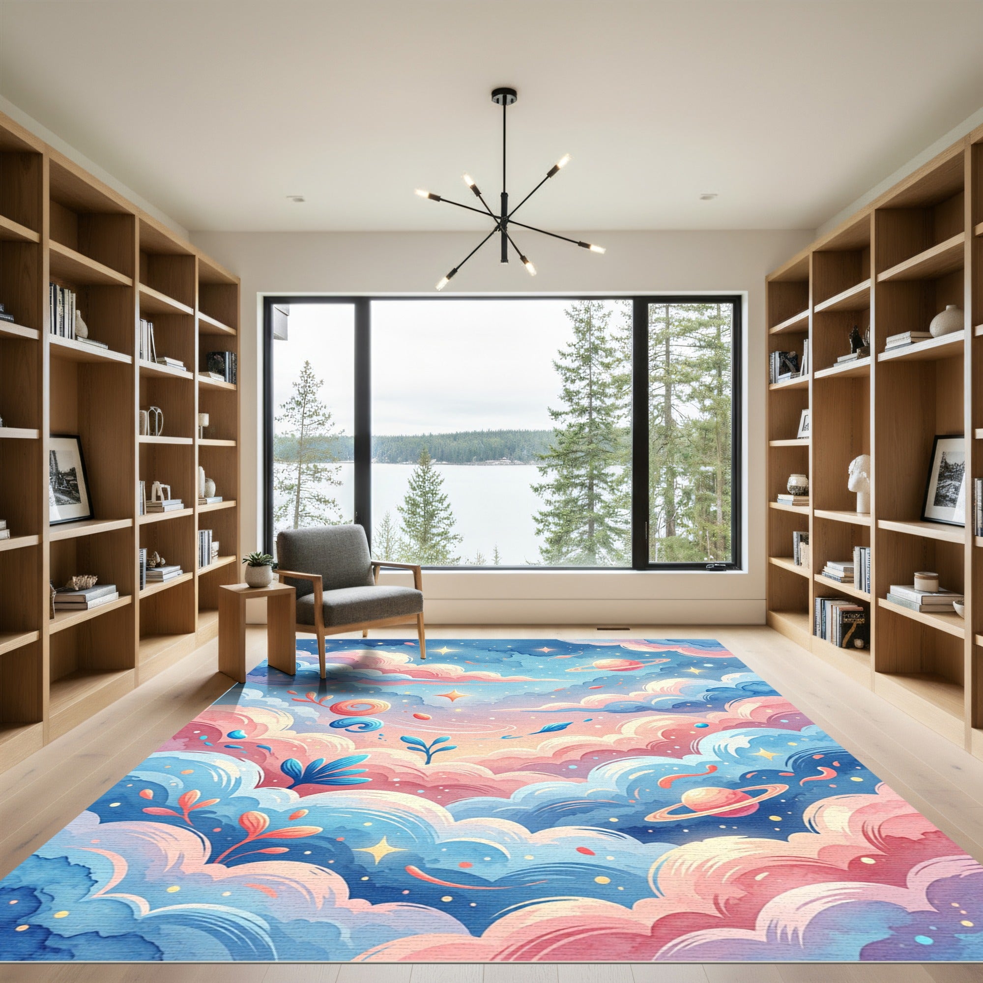 Ethereal Pastel Celestial Planet Landscape Rug