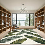 Lush Green Tropical Feather Arrangement Rug