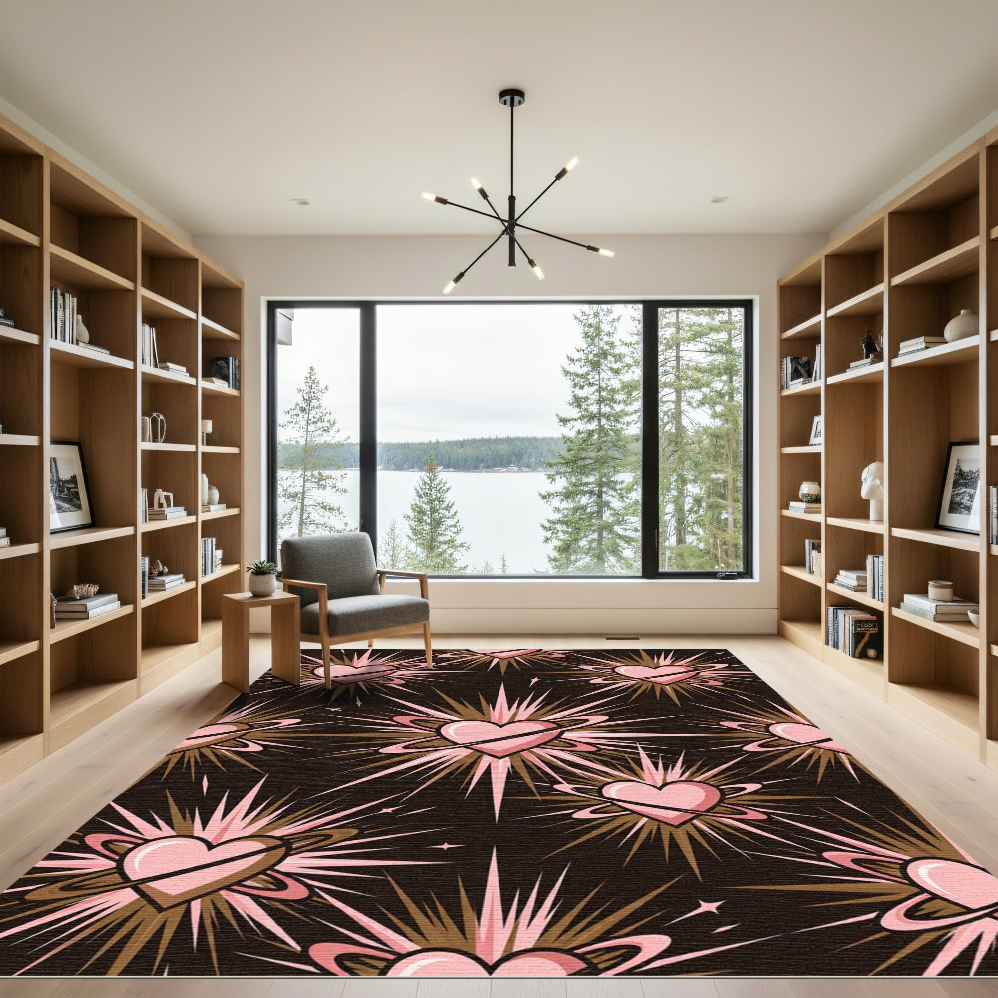 Pink Heart Cosmic Burst Rug