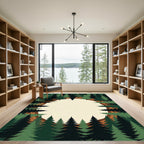 Earthy Pine Forest Circular Wood Ring Rug