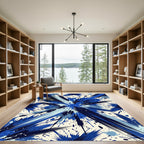 Explosive Blue Splash Burst Composed Rug
