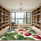 Vibrant Red Strawberry Botanical Art Rug