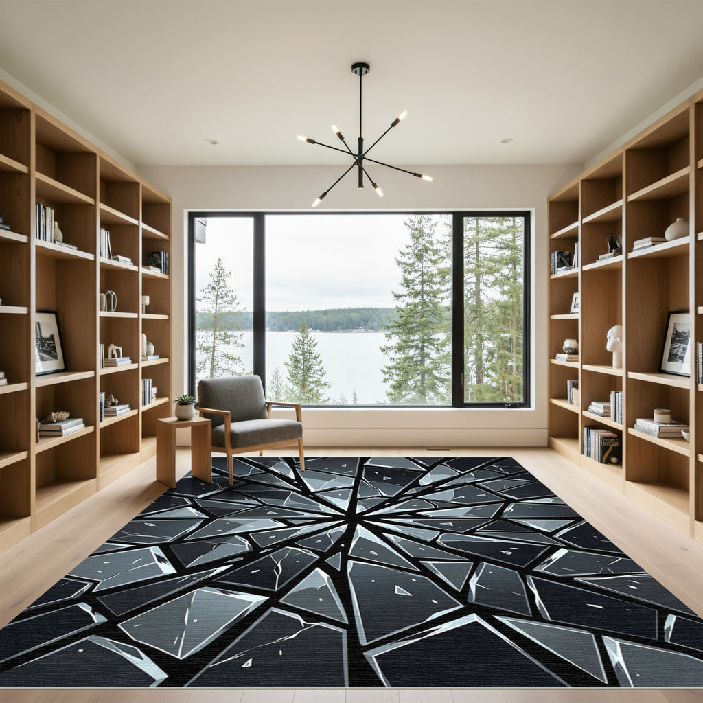 Radiating Shattered Glass Facets Rug
