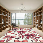 Whimsical Blush Pink Bow Stork Rug