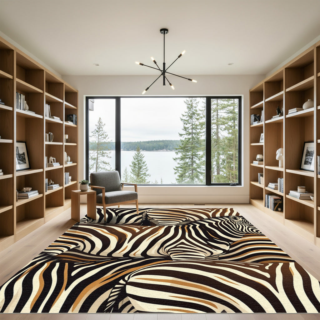 Abstract Brown Zebra Stripe Rug