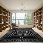 Gray Maze Geometric Metalic Frame Rug