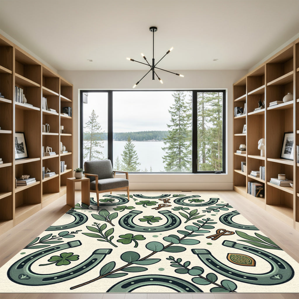 Lucky Horseshoe and Clover Botanical Rug