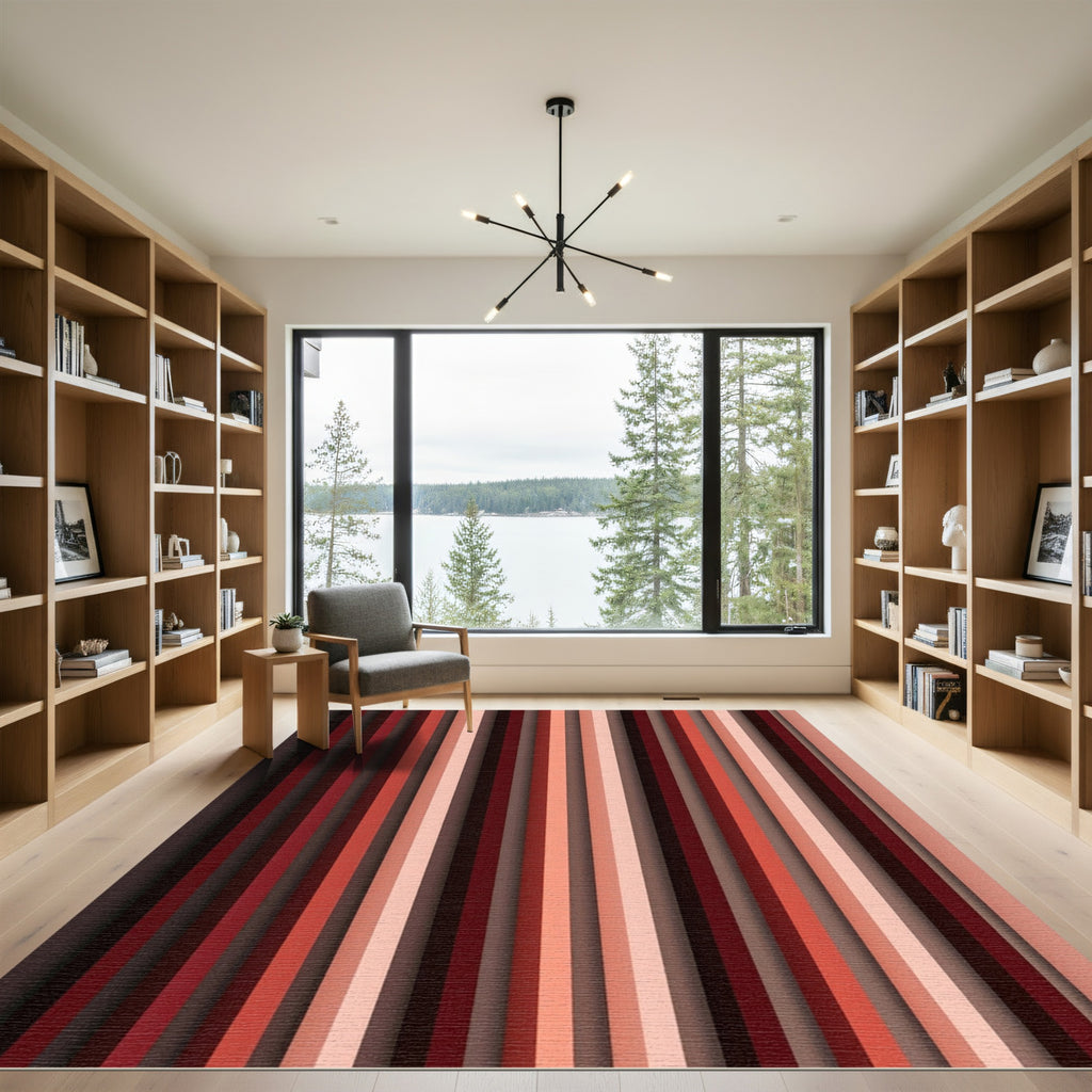 Graduated Red Vertical Stripe Rug