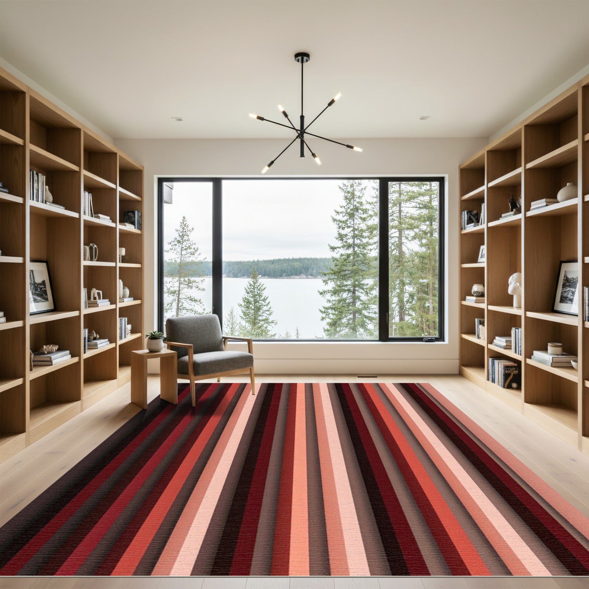 Graduated Red Vertical Stripe Rug