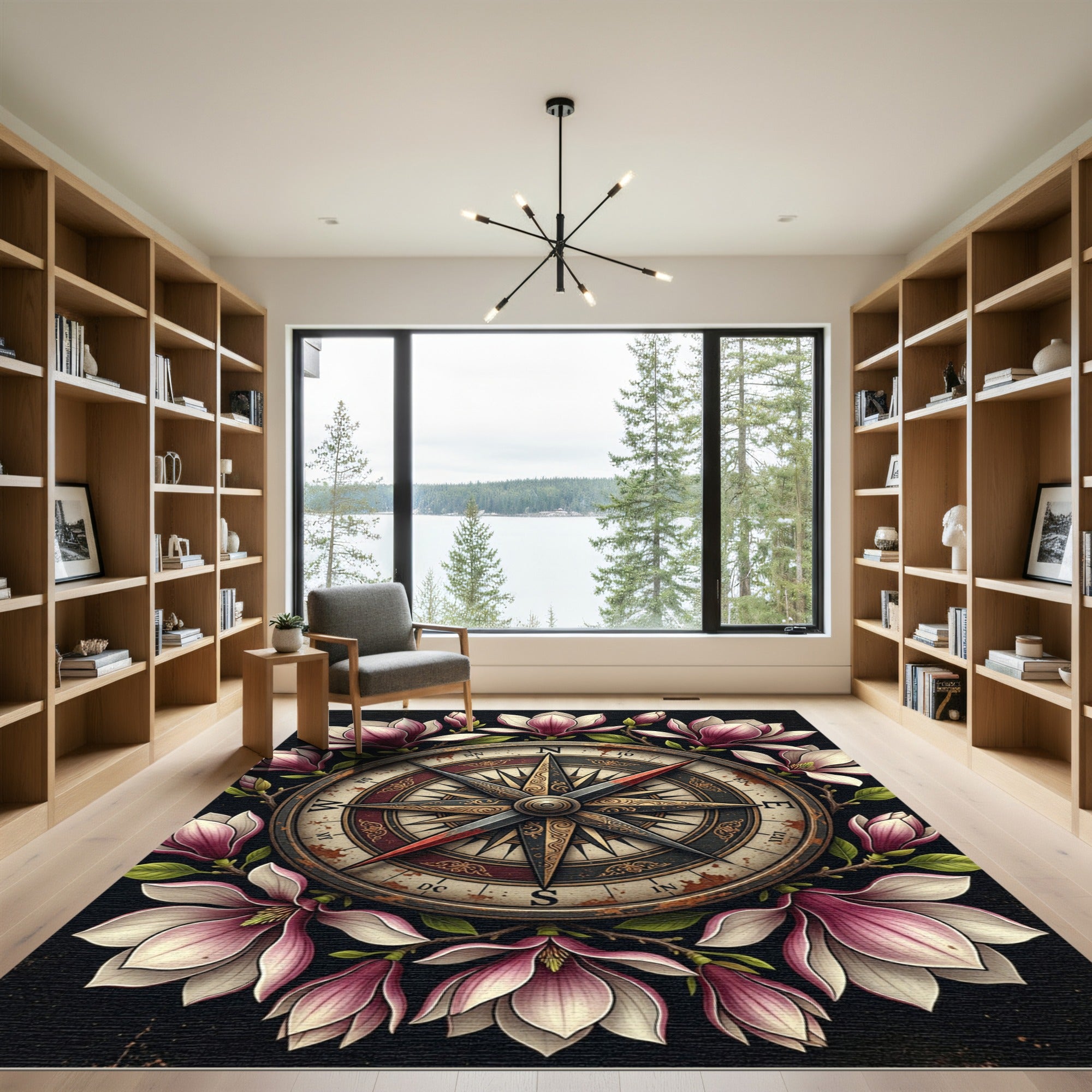 Vintage Magnolia Compass Floral Medallion Rug