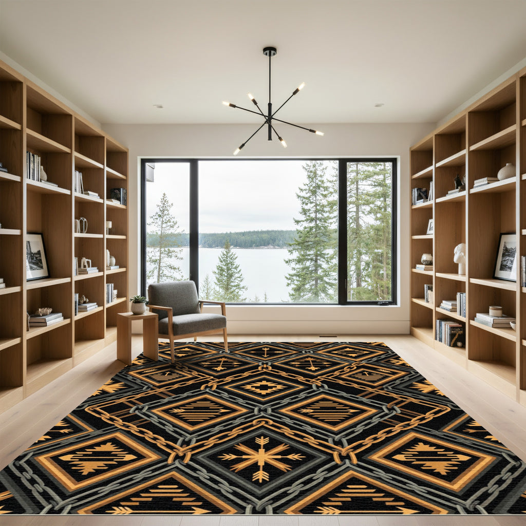 Gold Chain and Geometric Arrow Diamond Rug