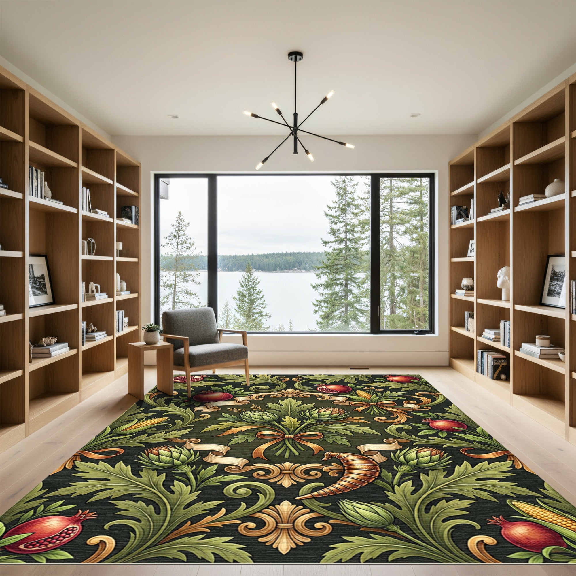 Ornate Pomegranate Cornucopia Floral Rug
