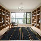 Modern Black Gold Vertical Stripe Rug