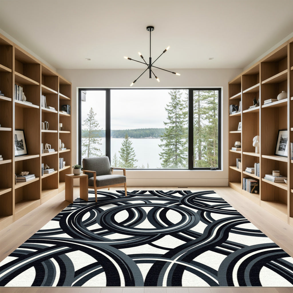 Monochromatic Abstract Interlocking Rings Rug